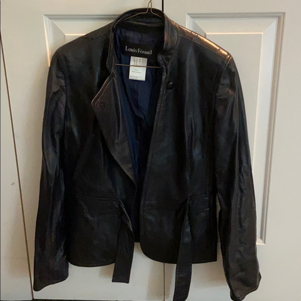 Authentic leather navy blue jacket